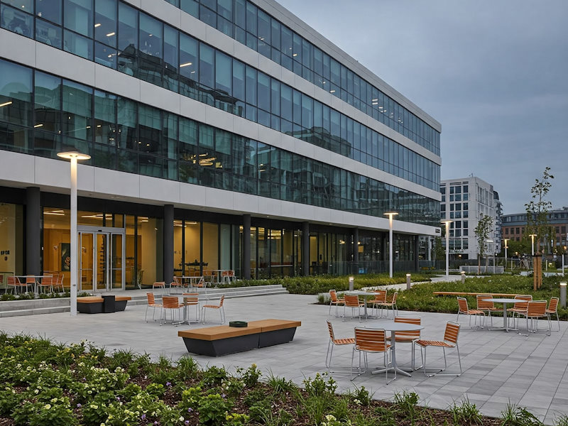 bürogebäude mit außenanlage